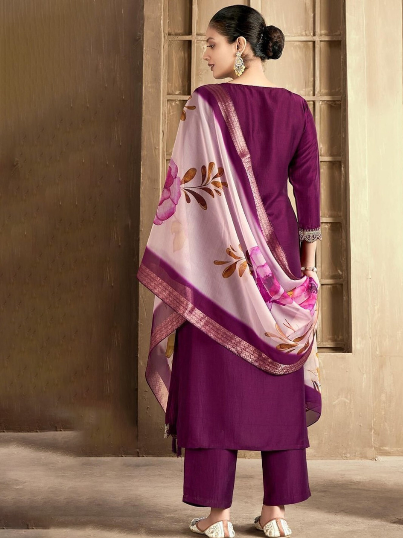 Wine rayon slub 3-piece suit set image 5