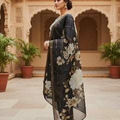 Black Roman silk kurta set image 2