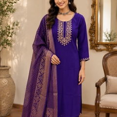 Royal Blue Roman silk kurta set image 6