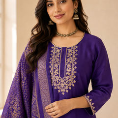 Royal Blue Roman silk kurta set image 5
