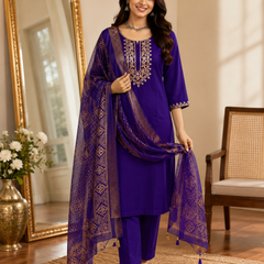 Royal Blue Roman silk kurta set image 2
