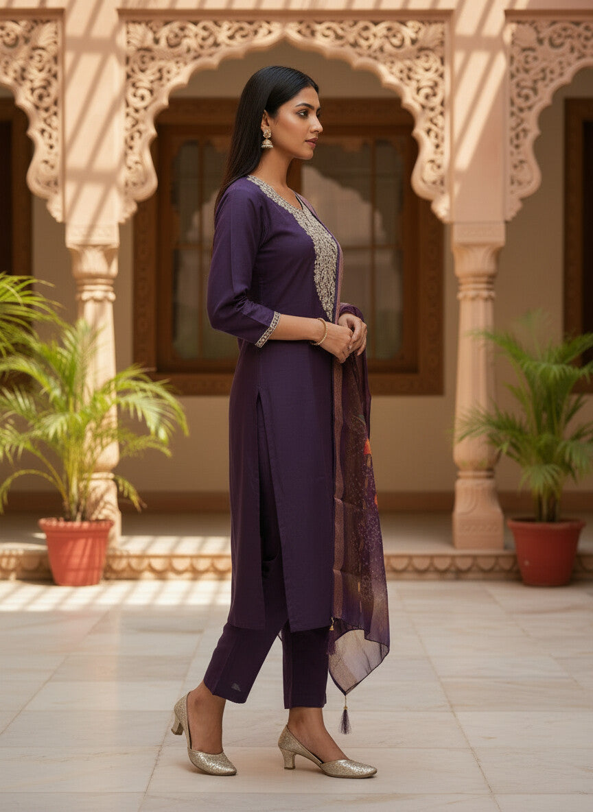 Royal Purple Roman silk kurta set image 2