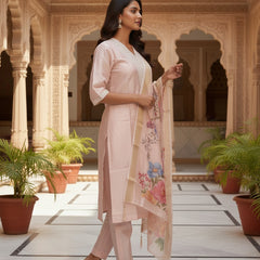 Blush Pink Roman silk kurta set image 2
