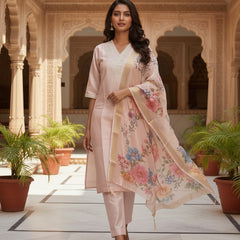 Blush Pink Roman silk kurta set image 3