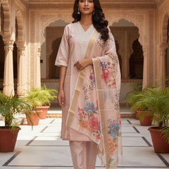 Blush Pink Roman silk kurta set image 5