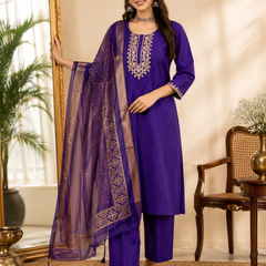 Royal Blue Roman silk kurta set image 3