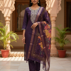 Royal Purple Roman silk kurta set image 5