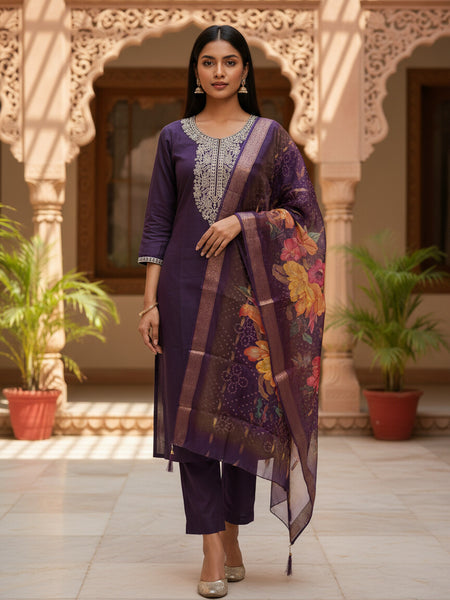 Royal Purple Roman silk kurta set image 5