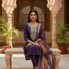 Royal Purple Roman silk kurta set image 3