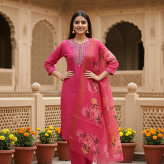 Deep Pink rayon slub 3-piece suit set image 2