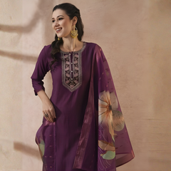 Dark Purple rayon slub 3-piece suit set image 4