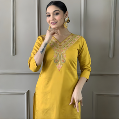 Mustard Yellow rayon slub 3-piece suit set image 5