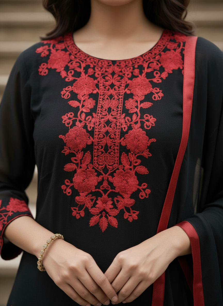 Ebony Black rayon slub 3-piece suit set image 4