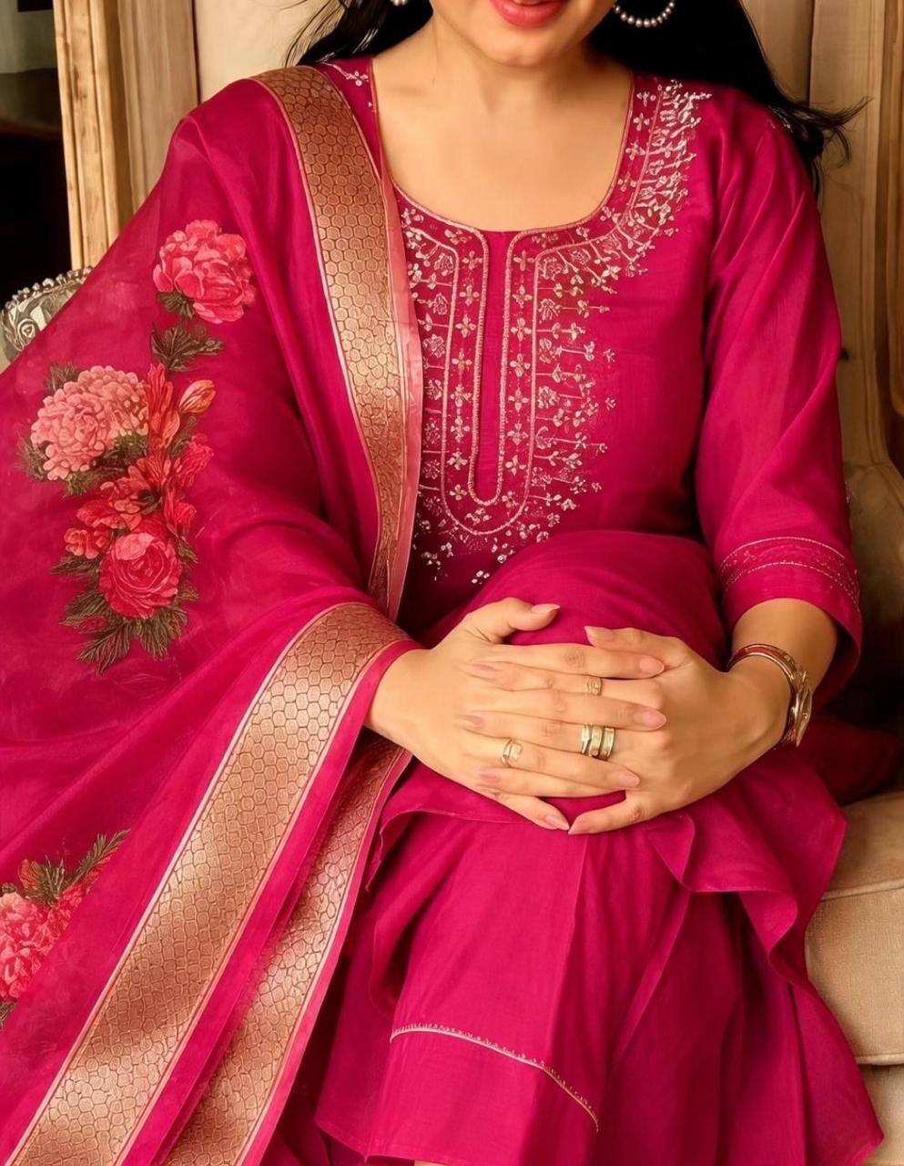 Deep Pink rayon slub 3-piece suit set image 7