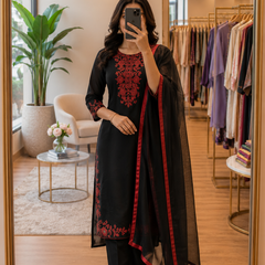 Ebony Black rayon slub 3-piece suit set image 3