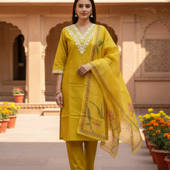 Sunshine Yellow rayon slub 3-piece suit set image 4