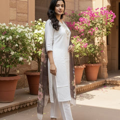 Ivory rayon slub 3-piece suit set image 5