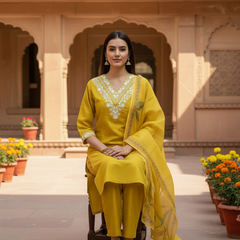 Sunshine Yellow rayon slub 3-piece suit set image 3