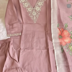 Dusty Rose rayon slub 3-piece suit set image 2