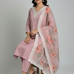 Dusty Rose rayon slub 3-piece suit set image 5