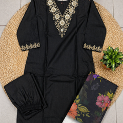 Black 2 rayon slub 3-piece suit set image 7