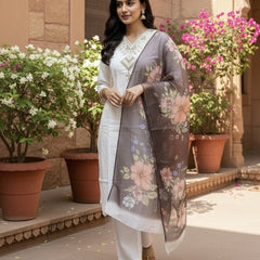 Ivory rayon slub 3-piece suit set image 2