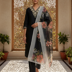 Black 2 rayon slub 3-piece suit set image 5