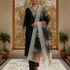 Black 2 rayon slub 3-piece suit set image 6