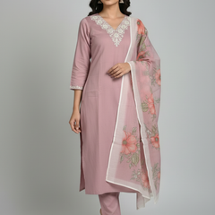 Dusty Rose rayon slub 3-piece suit set image 3
