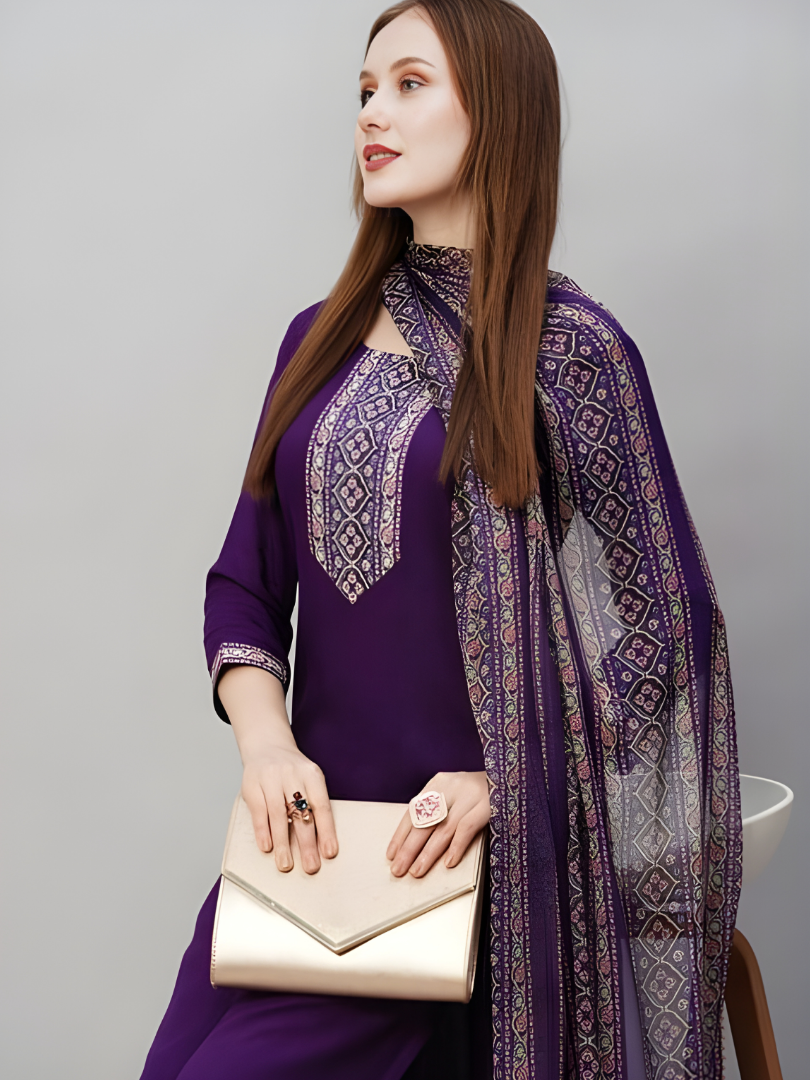 Royal Purple rayon slub 3-piece suit set image 6
