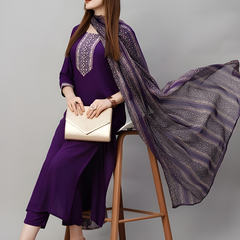 Royal Purple rayon slub 3-piece suit set image 4