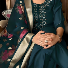 Deep Teal rayon slub 3-piece suit set image 6