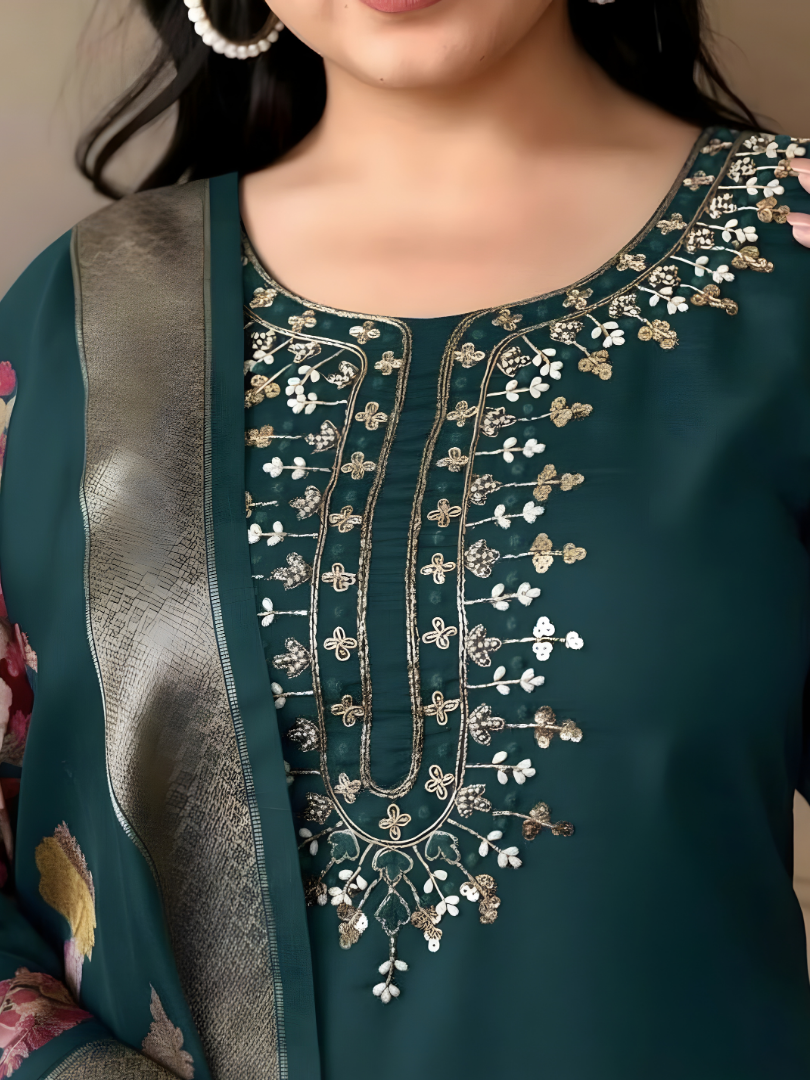 Deep Teal rayon slub 3-piece suit set image 2