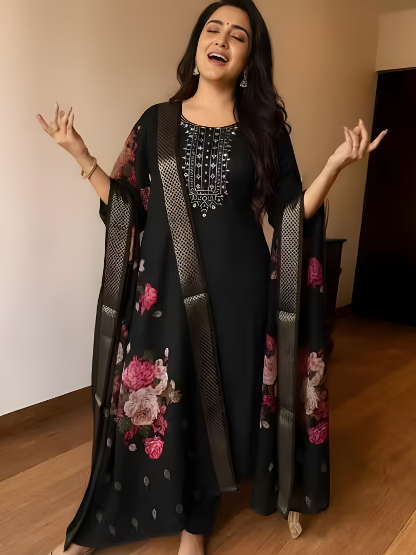Jet Black rayon slub 3-piece suit set image 2