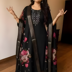 Jet Black rayon slub 3-piece suit set image 2