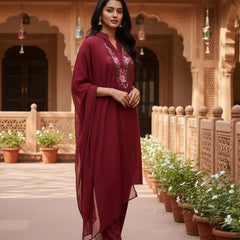 Deep Red rayon slub 3-piece suit set image 6