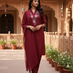 Deep Red rayon slub 3-piece suit set image 3