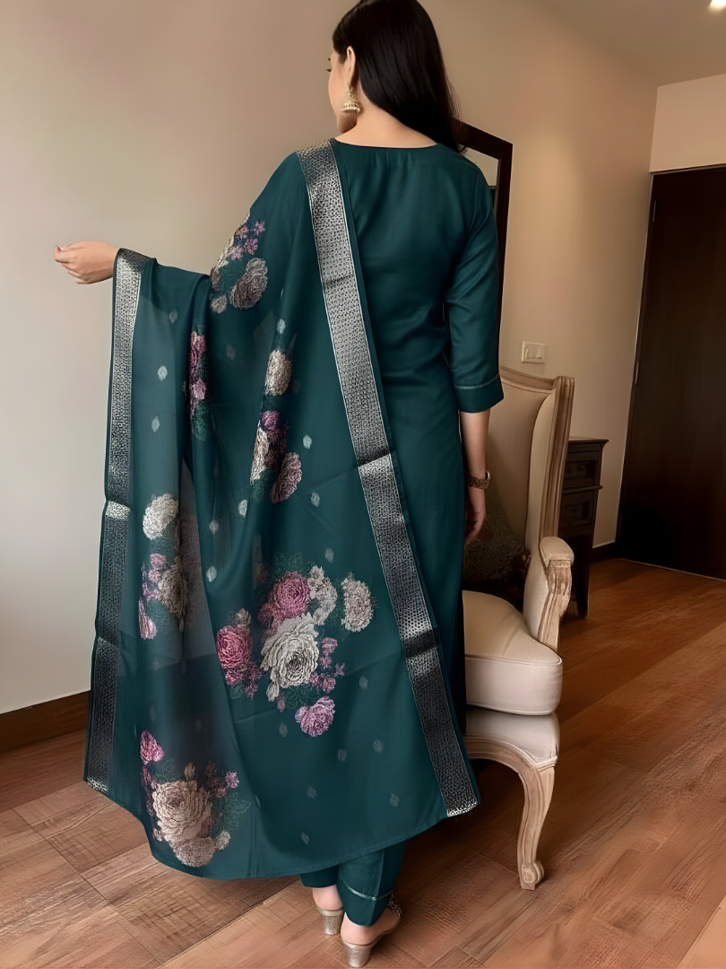 Deep Teal rayon slub 3-piece suit set image 5
