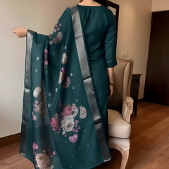 Deep Teal rayon slub 3-piece suit set image 5