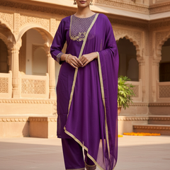 Deep Violet rayon slub 3-piece suit set image 3