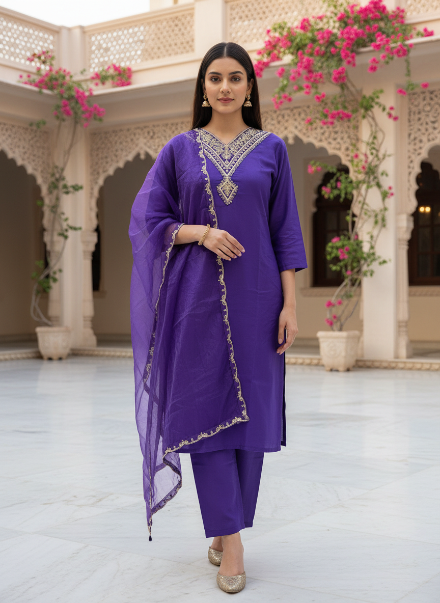 Indigo rayon slub 3-piece suit set image 4