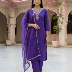 Indigo rayon slub 3-piece suit set image 4