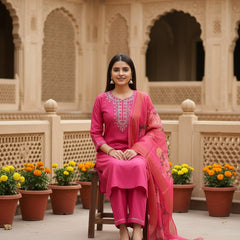 Deep Pink rayon slub 3-piece suit set image 4