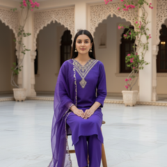 Indigo rayon slub 3-piece suit set image 3