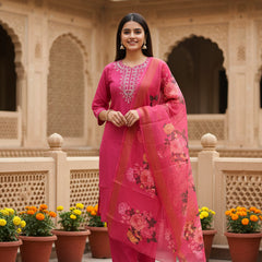 Deep Pink rayon slub 3-piece suit set image 5