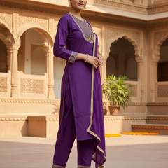 Deep Violet rayon slub 3-piece suit set image 4