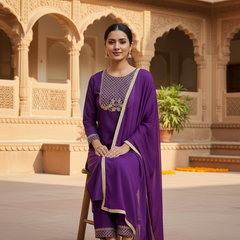 Deep Violet rayon slub 3-piece suit set image 2