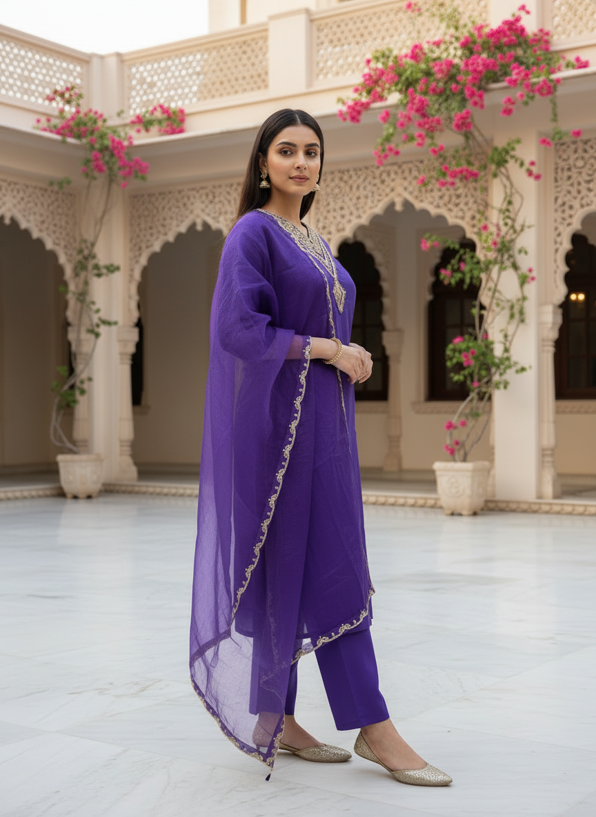 Indigo rayon slub 3-piece suit set image 5