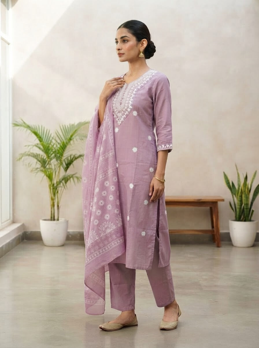 Muted Purple rayon slub 3-piece suit set image 4