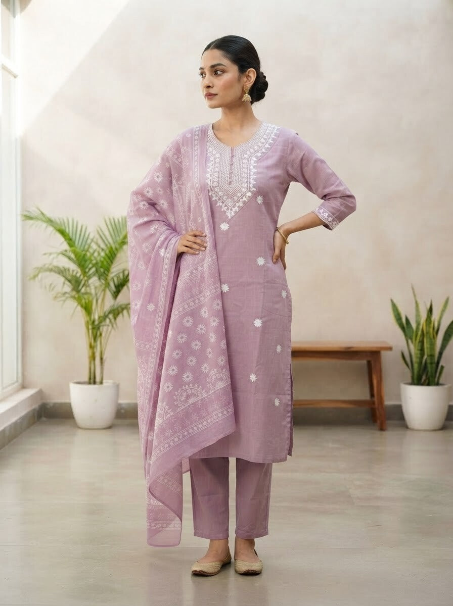 Muted Purple rayon slub 3-piece suit set image 3